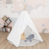 Cort de copii teepee cu geanta piersica, alb, 120x120x150 cm, GartenMobel Dekor, vidaXL