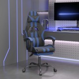 Scaun gaming pivotant/suport picioare negru/albastru piele eco