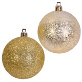 Set Globuri de Craciun Aurii Bej Glitter Crackle &Oslash;7cm - 12 buc, CMCLASS