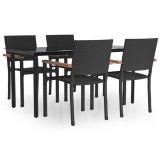 Cumpara ieftin Set mobilier de gradina, 5 piese, negru, poliratan