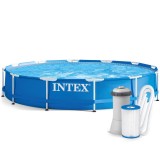 Piscina cu cadru metalic Intex 366x76 cm, 6500 l, cu pompa filtrare