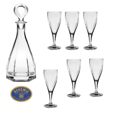 Set de 7 piese: 6 pahare de vin si carafa Victoria &amp;amp;#8211; Cristal Bohemia COD: 859 foto