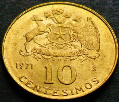 Moneda exotica 10 CENTESIMOS - CHILE, anul 1971 *cod 3570 B foto