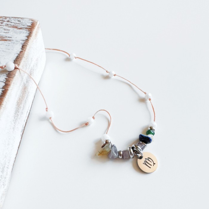 Colier la baza gatului cu cristale zodia fecioara