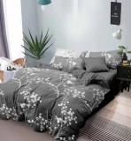 Lenjerie Pat Bumbac 6 Piese Gri, 240x250 cm - Husa Pilota, Cearceaf si Fete Perna 70x70, 55x75 cm