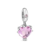 Cumpara ieftin Charm/talisman argint 925, JW1198, model inima roz, placat cu rodiu
