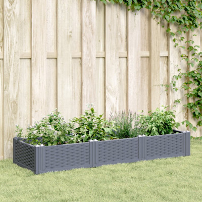 Jardiniera de gradina cu tarusi, gri, 125x40x28,5 cm, PP GartenMobel Dekor foto