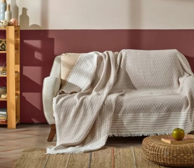Patura cu franjuri Serenity - 170x210 Cm bej alb foto