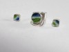 Set Inel si Cercei Argintiu cu Sticla de Murano, Greutate 14.50 gr, Marcaj 950, Lungime Cercei 1.7 cm