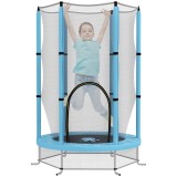AIYAPLAY Trampolină pentru copii &Oslash;140 cm, trampolină exterioară pentru copii 3-6 ani cu plasă de siguranță ușă cu fermoar bleu clair | Aosom Romania