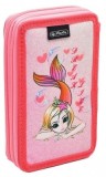 Cumpara ieftin Penar neechipat fete, 2 fermoare, Dimensiuni 20x4,5x13cm, Motiv Mermaid Herlitz