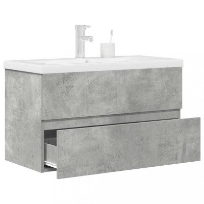 vidaXL Set mobilier de baie, 2 piese, gri beton, lemn compozit 3324915 foto