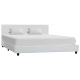 Cumpara ieftin Cadru de pat, alb, 140x200 cm, piele ecologica