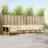 vidaXL Set Canapele Exterior Lemn Masiv Acacia 7 Piese Alb Crem Perne Gradina Terasa