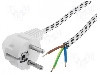 Cablu alimentare AC, 2m, 3 fire, culoare alb, cabluri, CEE 7/7 (E/F) &amp;#351;tecar in unghi, JONEX -