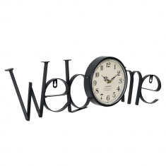 Ceas design de perete - Model 26 Welcome, metal/plastic, 60,5 x 3,5 x 16,5 cm, multicolor foto