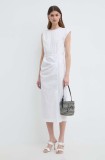 Marella rochie culoarea alb, midi, dreaptă, 2413221122200 2413220000000