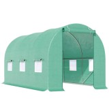 Solar de gradina, dimensiune 300x200x200cm, folie verde PE cu plasa 140g/mp UV, 1 usa, 6 ferestre, teava otel galvanizat de 19mm