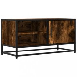 Cumpara ieftin Dulap TV stejar fumuriu, 80x34,5x40 cm, lemn prelucrat si metal