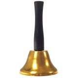 Cumpara ieftin Clopotel cu maner din lemn, 12.3 x 6.4 cm, metal, negru / auriu