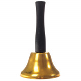 Clopotel cu maner din lemn, 12.3 x 6.4 cm, metal, negru / auriu
