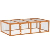 PawHut Clapier cușcă pentru iepuri exterior interior 2 uși superioare 181L x 100l x 48H cm lemn masiv pin | Aosom Romania