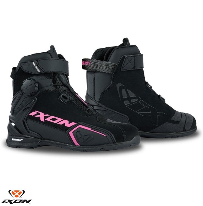 Ghete pentru scuter - motocicleta Roadster femei All Season Ixon model Bull 2 WP LS culoare: negru/fuchsia (roz) (100% waterproof) 38