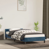 VidaXL Cadru de pat cu tăblie, albastru &icirc;nchis, 90x200 cm, catifea