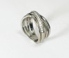 Inel Pandora din argint 925 cu benzi &icirc;mpletite si zirconiu cubic, 57, Alb