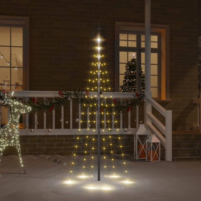 vidaXL Brad de Crăciun pe catarg, 108 LED-uri, alb cald, 180 cm