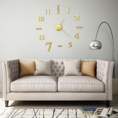 Ceas de perete 3D, auriu, 100 cm, XXL, design modern GartenMobel Dekor foto