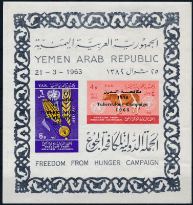 YEMEN, CAMPANIA ANTI TUBERCULOZĂ - COLIȚĂ MNH IMPERF. foto