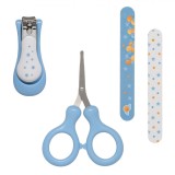 Set &Icirc;ngrijire Bebeluși, Honey Baby, 4 Piese, Foarfece și Unghiera cu Huse, Pile Decorate, Albastru și Alb, Oem