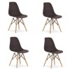 Set 4 scaune stil scandinav, Artool, Osaka, PP, lemn, cafeniu, 46x54x81 cm, Leobert
