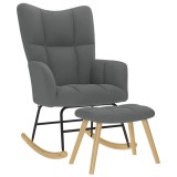 Cumpara ieftin Scaun balansoar cu taburet, gri &icirc;nchis, textil