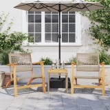 Gossi set mobilier bistro, 3 piese, poliratan bej/lemn de acacia