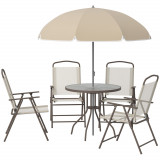 Outsunny Set Mobilier de Gradina cu Tuburi Otel 6 bucati, crem