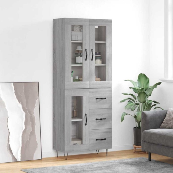 vidaXL Dulap &icirc;nalt, gri sonoma, 69,5x34x180 cm, lemn compozit