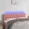 vidaXL Tăblie de pat cu LED, roz, 144x7x78/88 cm, catifea