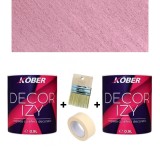 Cumpara ieftin Pachet 2x Vopsea decorativa interior Kober Decor Izy Lila Rasarit 0.9L + Pensula