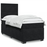VidaXL Pat box spring cu saltea, negru, 90x200 cm, catifea 3290806