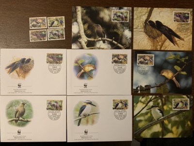 cook - pasari - serie 4 timbre MNH, 4 FDC, 4 maxime, fauna wwf foto