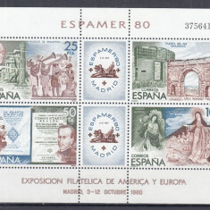 SPANIA 1980 EXPOZITIA INTERNATIONALA FILATELICA ESPAMER 80 MADRID BLOC MNH