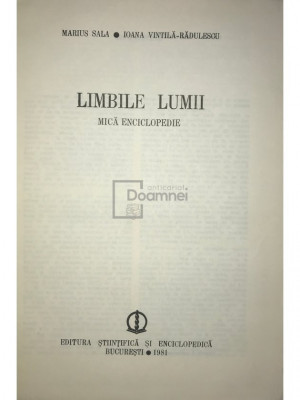 Marius Sala - Limbile lumii - Mică enciclopedie (editia 1981) foto