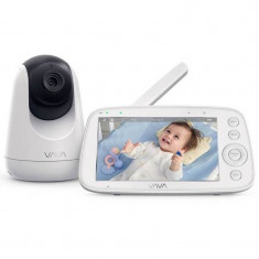 Baby Monitor VAVA, display 5 inch, raza 300 m, 720p, night vision, alarma, temperatura, unghi larg, zoom, control directional, Alb foto