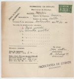 Romania, Universitatea din Bucuresti, Foaie de inscriere la examen, 1941