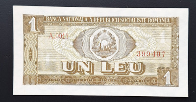 Romania, 1 leu 1966, Aunc-Unc, seria A.0011/399407 foto