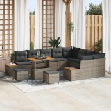 vidaXL Set de canapele pentru grădină cu pernă 12 pcs Gri Rattan poli 3362958