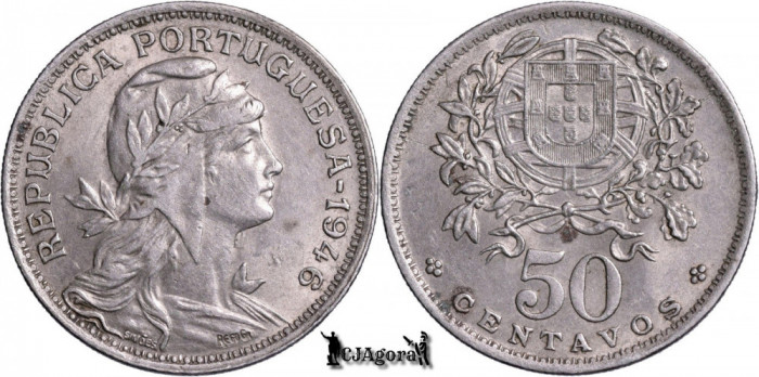 1946, 50 Centavos - Portugalia - KM# 573
