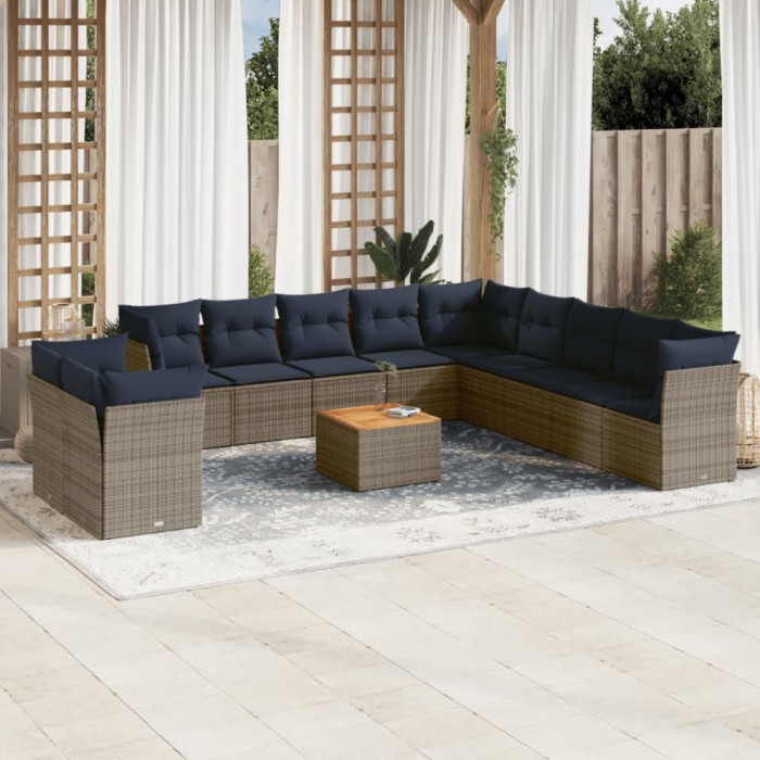 Gossi set mobilier de gradina cu perne, 12 piese, gri, poliratan